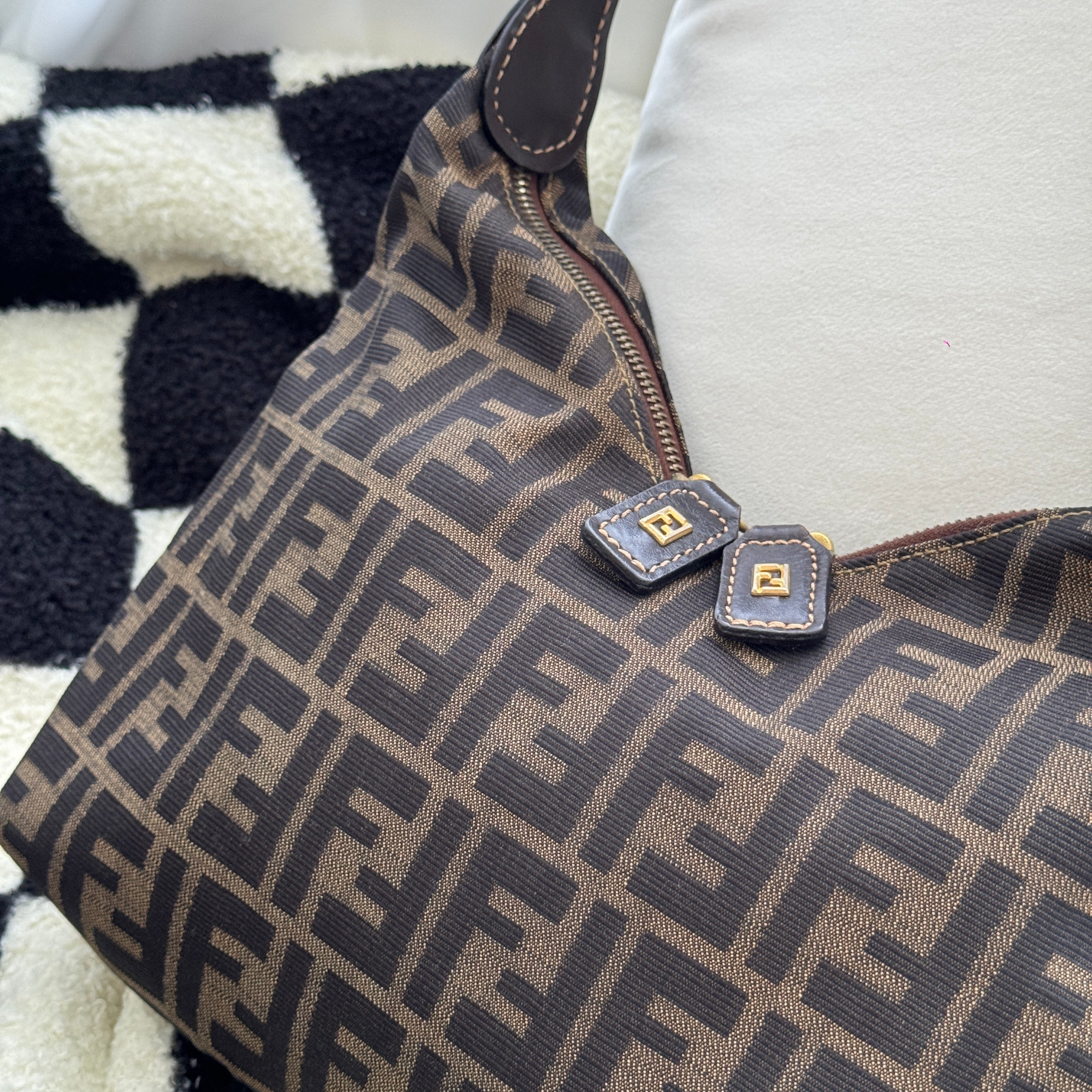 Fendi Zucca Monogram Double Zipper Hobo - Leluxe Vintage Sdn. Bhd.