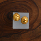 Vintage Chanel Textured Button Earclips Earrings 95A - Leluxe Vintage Sdn. Bhd.
