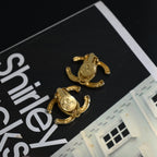 Chanel Coco Earclips with Hammered Texture - Leluxe Vintage Sdn. Bhd.