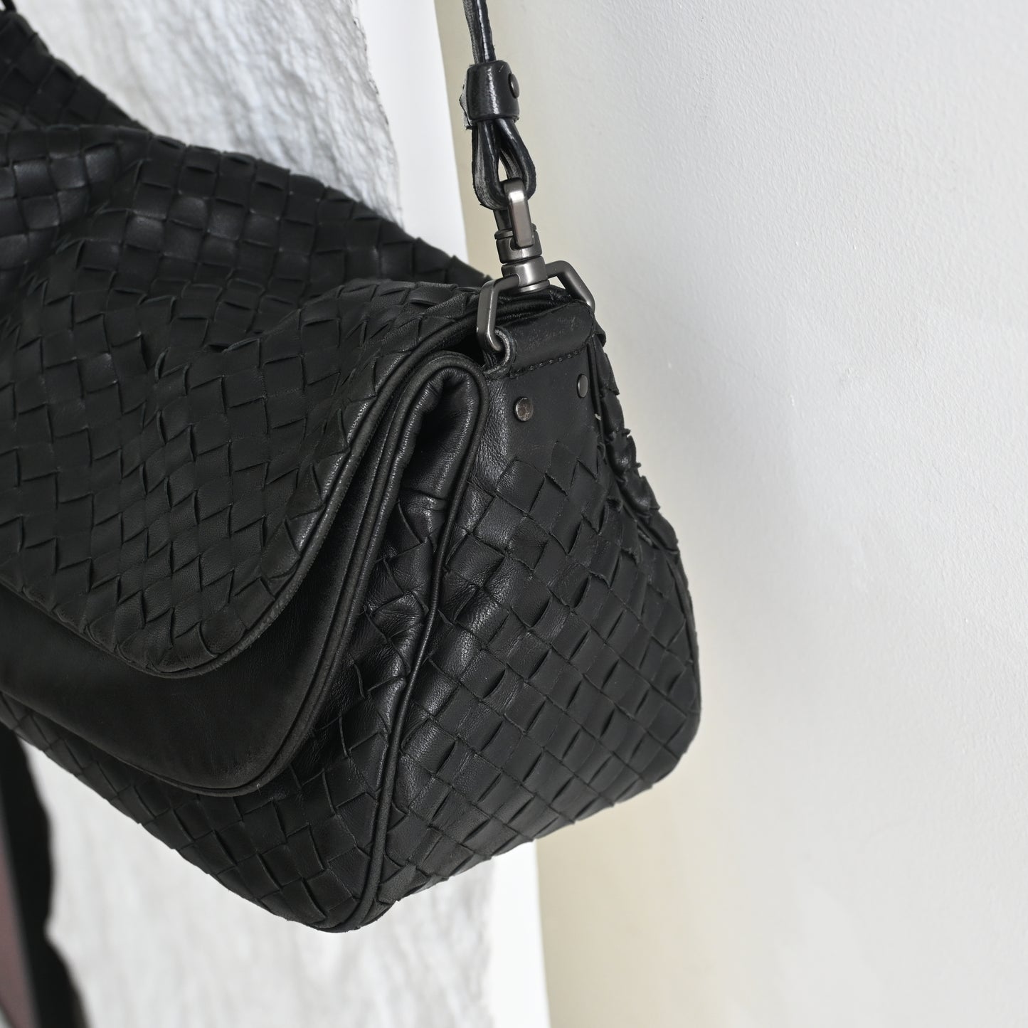 Bottega Veneta Intrecciato Double Flap Shoulder Bag