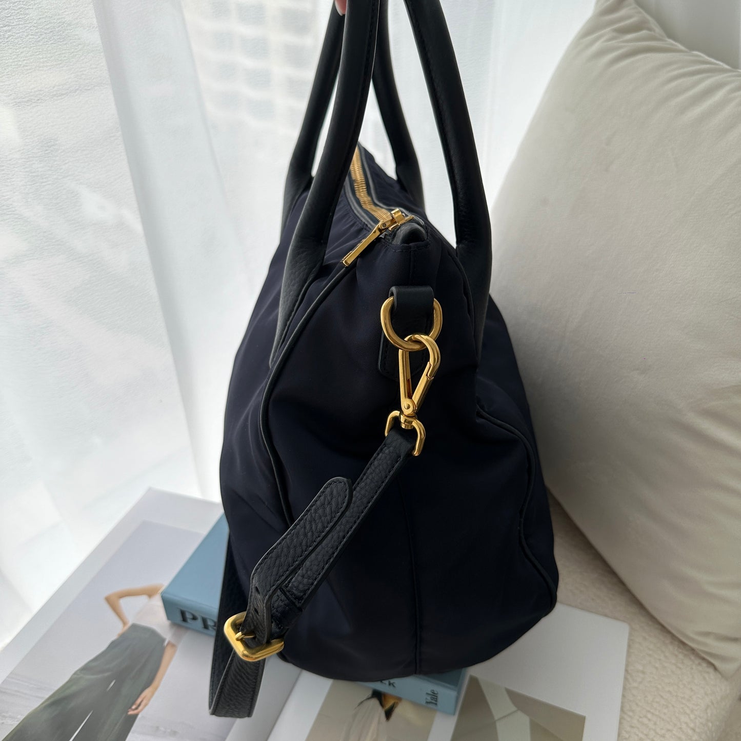 Prada Tessuto Vitello Daino Tote