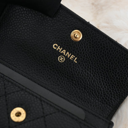 Chanel Quilted Flap Cardholder Black Caviar
