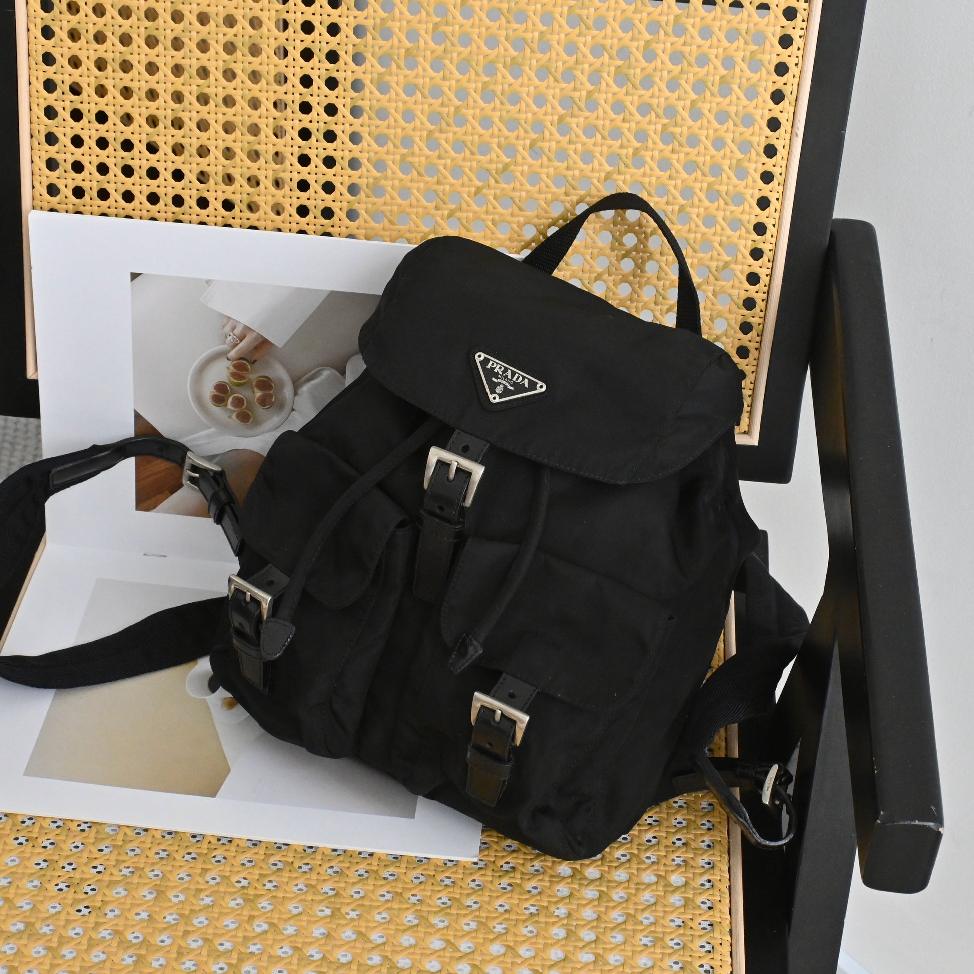 fake prada mini backpack with chain Double Pocket Nylon Shoulder Bag Black A playful and considered touch to your accessories collection How To Spot Fake Prada