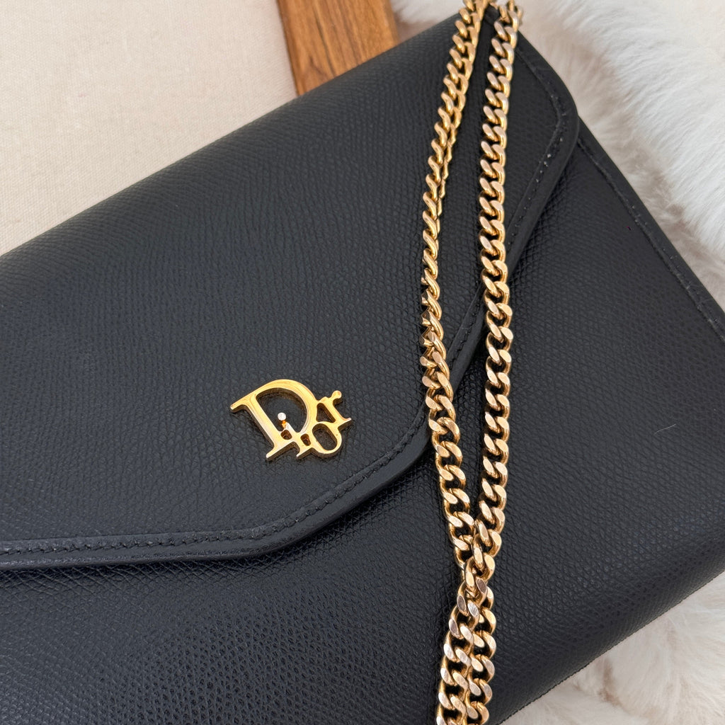 Dior Black Leather Chain Bag - Leluxe Vintage Sdn. Bhd.