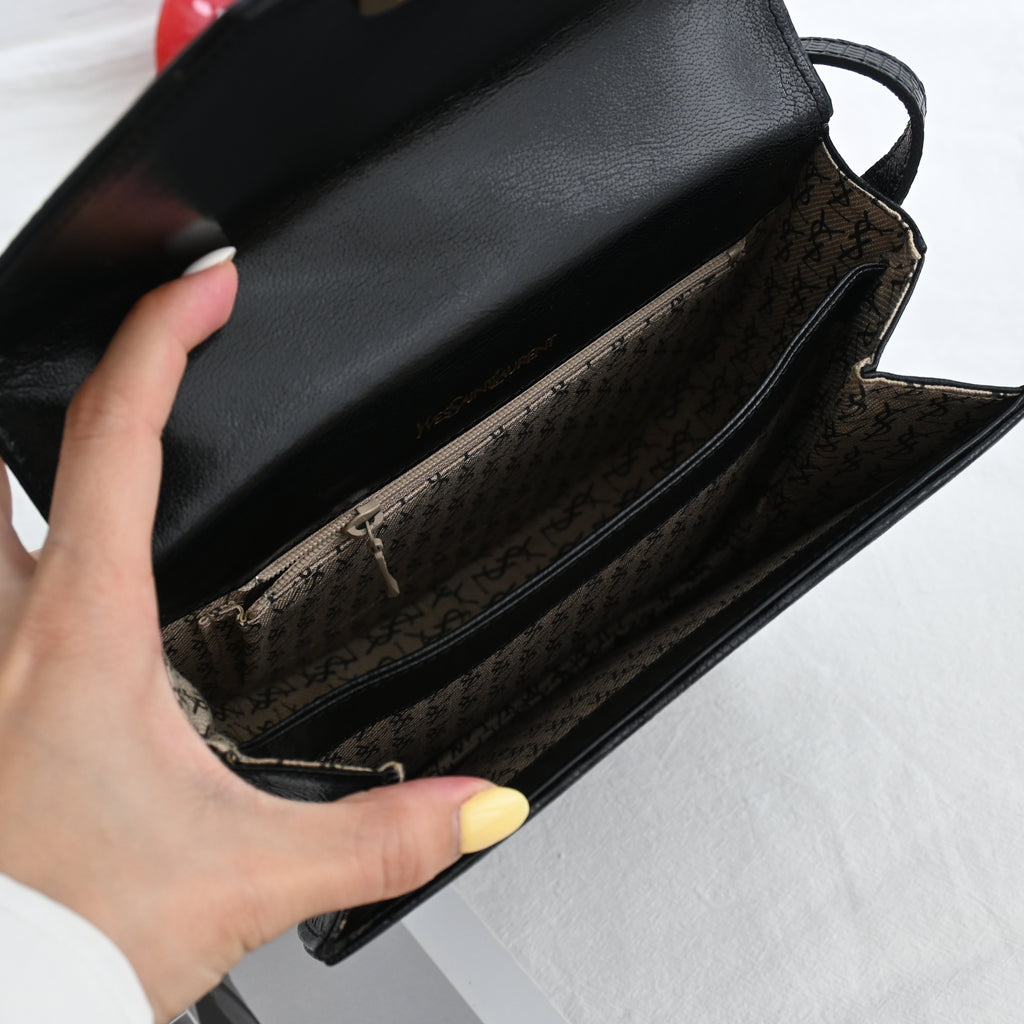 YSL Crossbody Lizard Embossed Leather - Leluxe Vintage Sdn. Bhd.