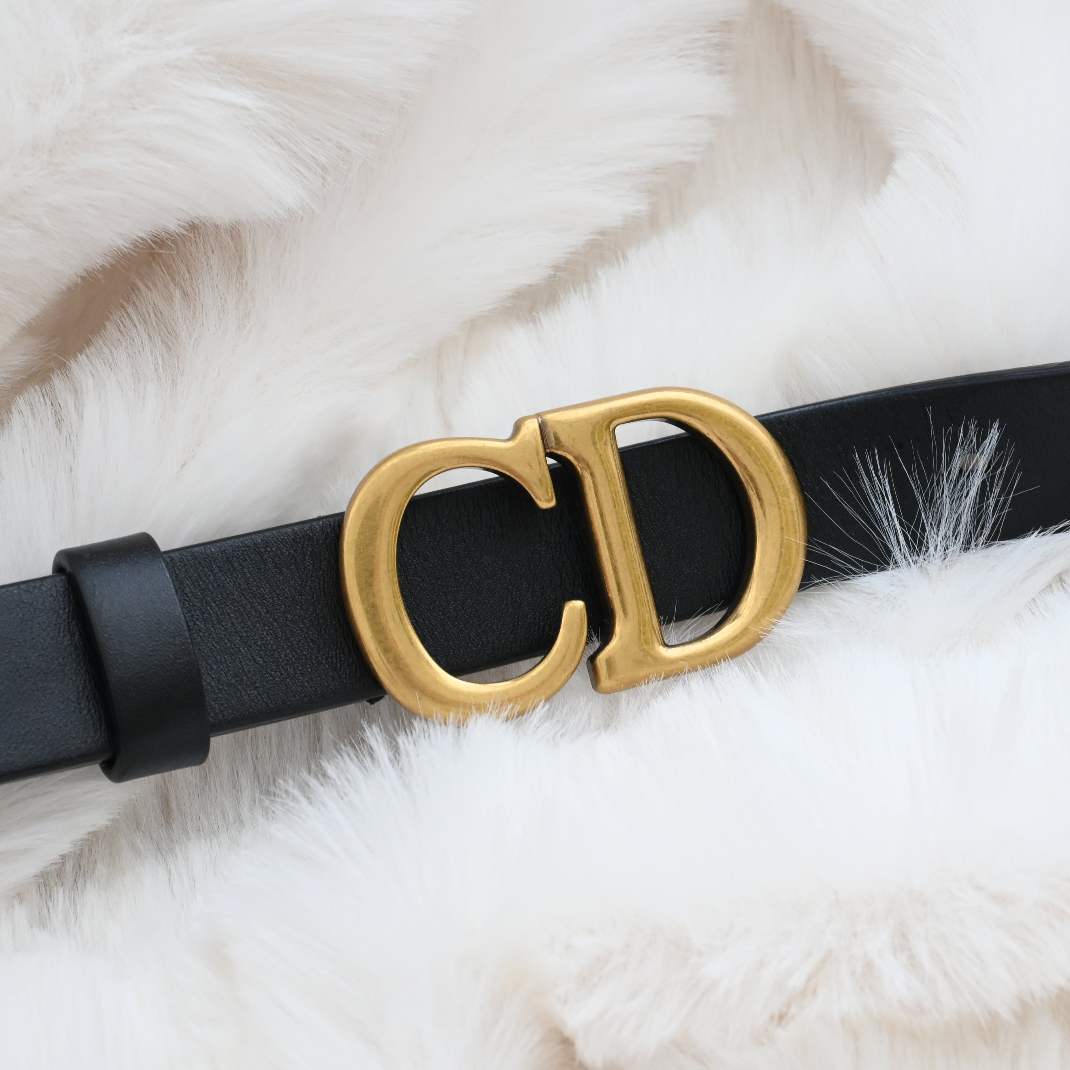 Dior CD logo Belt 75 Leather Black