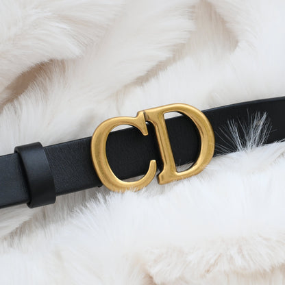 Dior CD logo Belt 75 Leather Black