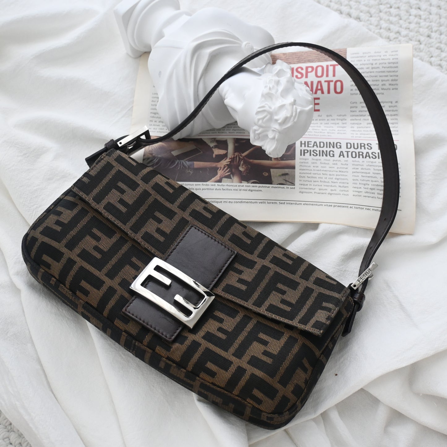 Fendi Zucca Mamma Baguette Shoulder Bag