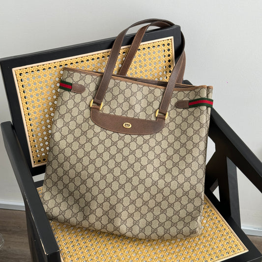 Gucci Sherry Line Canvas Tote Vintage