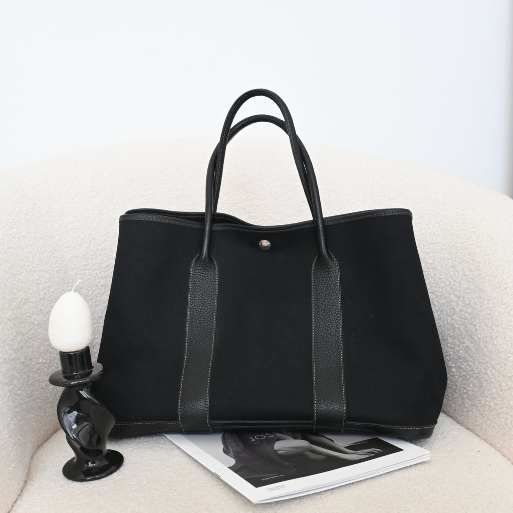 Hermès Garden Party 36 PM Toile Officier × Negonda Black SHW - T:2015 - Leluxe Vintage Sdn. Bhd.