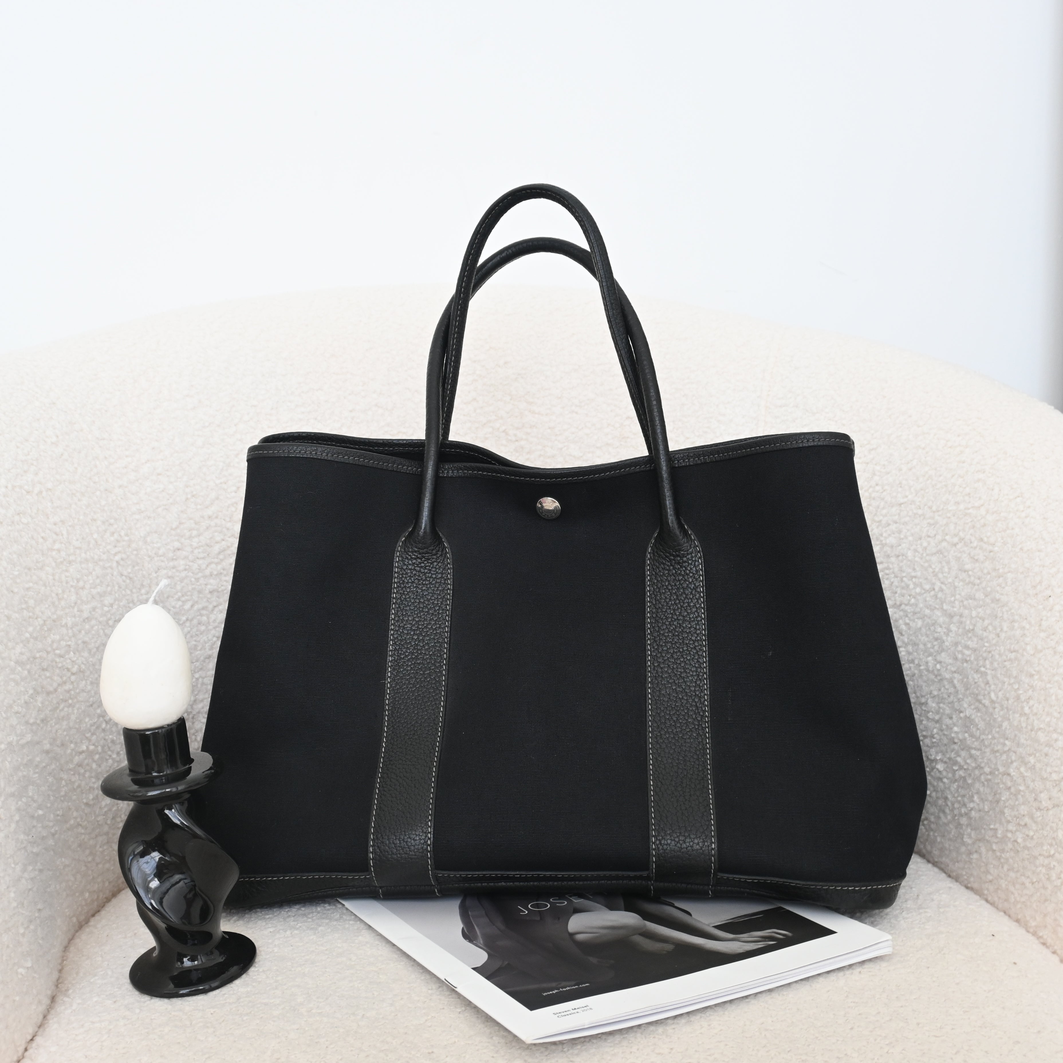 Hermès Garden Party 36 PM Toile Officier × Negonda Black SHW - T:2015 - Leluxe Vintage Sdn. Bhd.