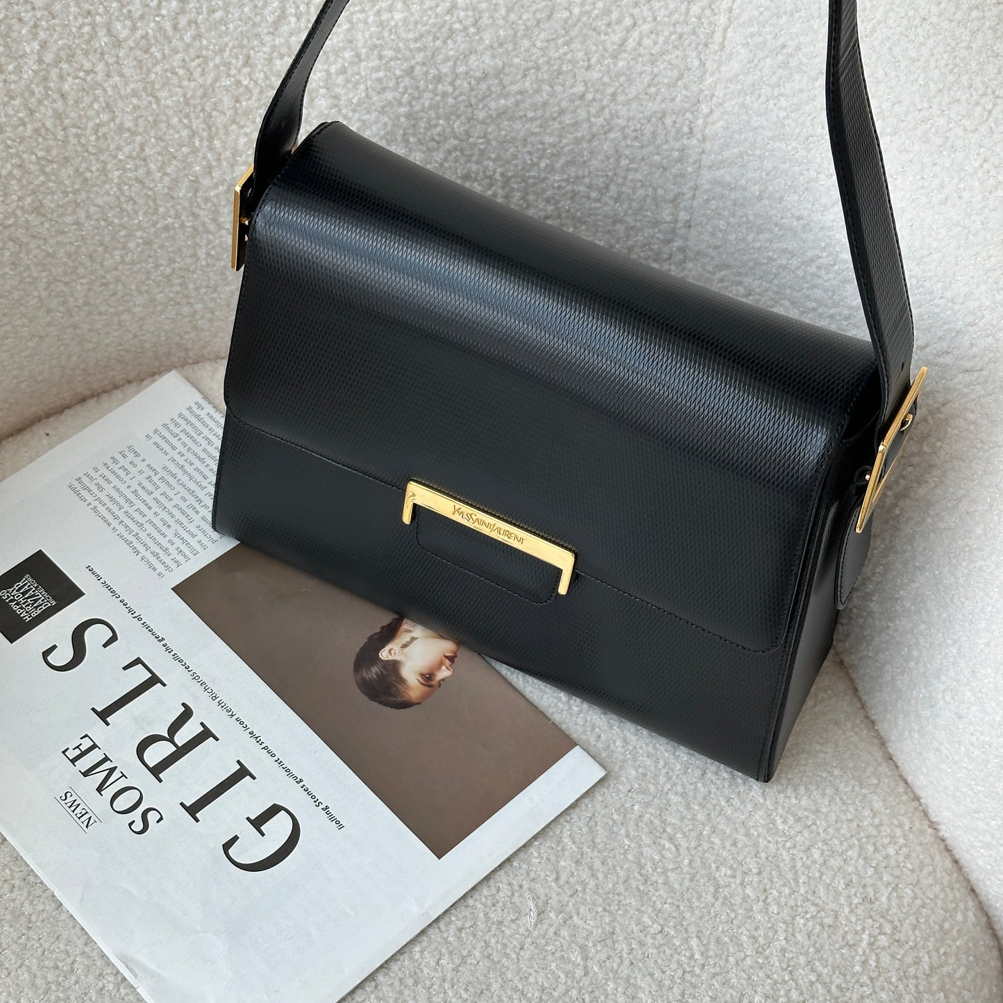 Yves Saint Laurent YSL Black Leather Shoulder Bag