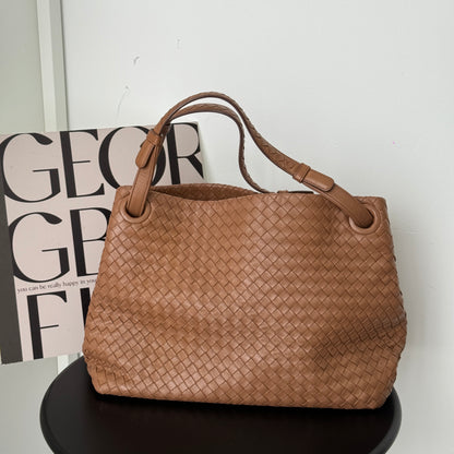 Bottega Veneta Intrecciato Shoulder Bag Brown