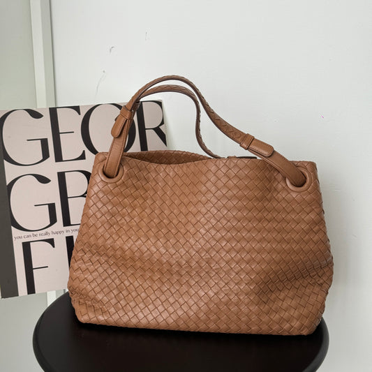 Bottega Veneta Intrecciato Shoulder Bag Brown