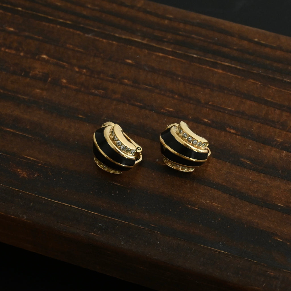 Christian Dior Gold Tone Crystal Enamel Clip