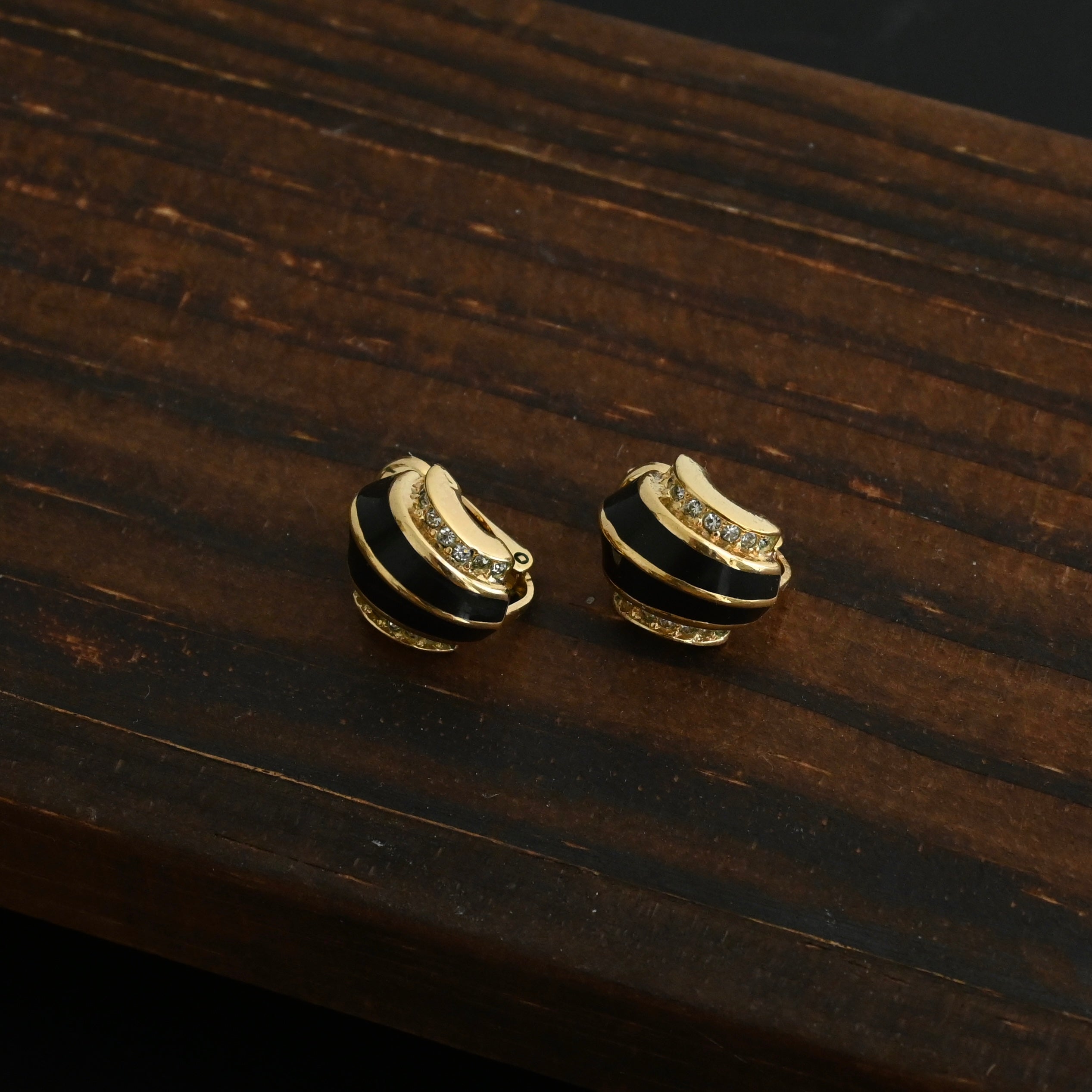 Christian Dior Gold Tone Crystal Enamel Clip