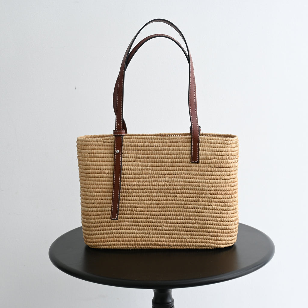 Loewe Anagram Small Square Basket Bag in Raffia - Leluxe Vintage Sdn. Bhd.