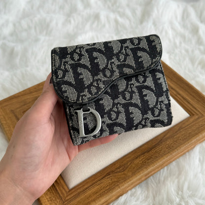 Dior Compact Wallet in Navy Monogram