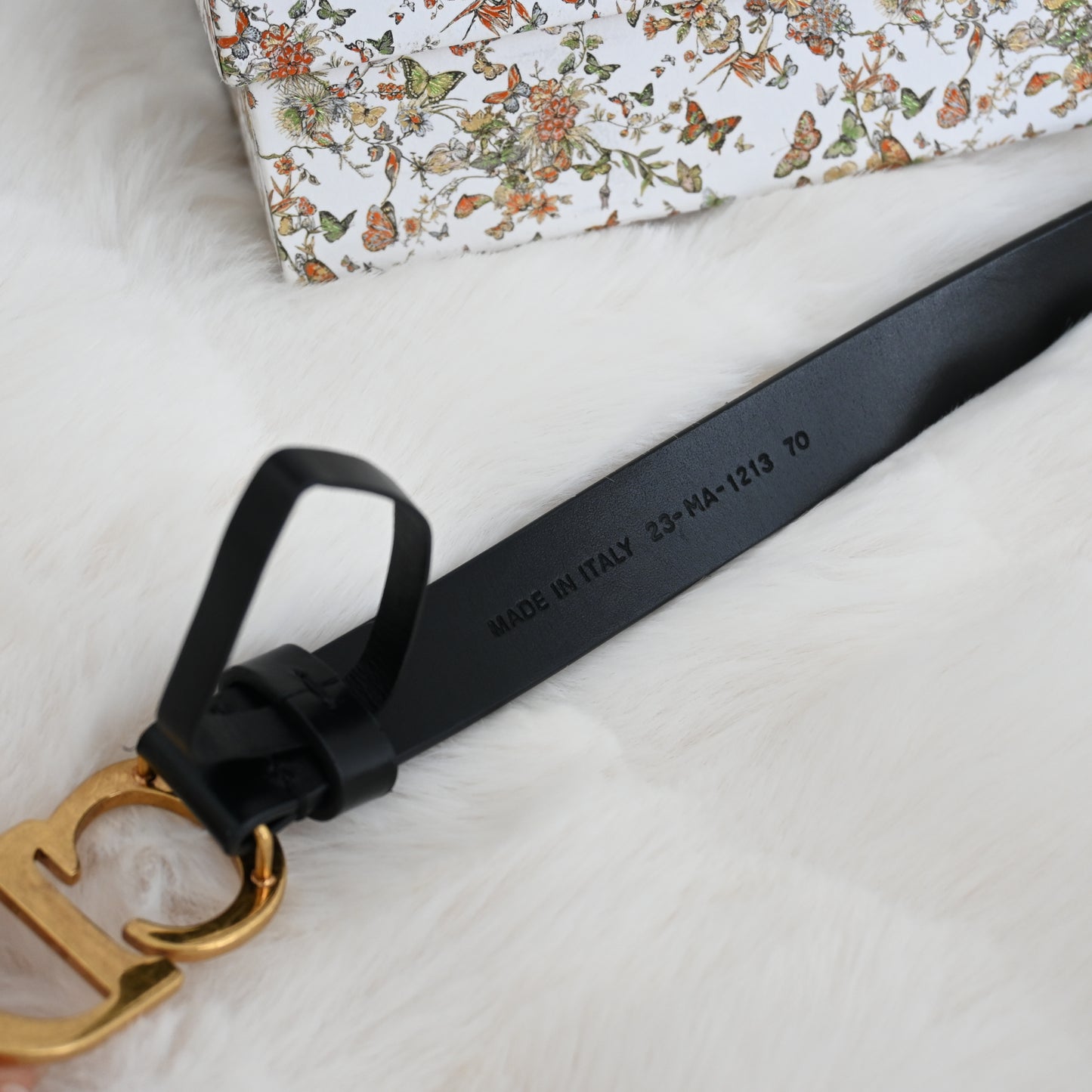 Dior CD logo Belt 70 Leather Black