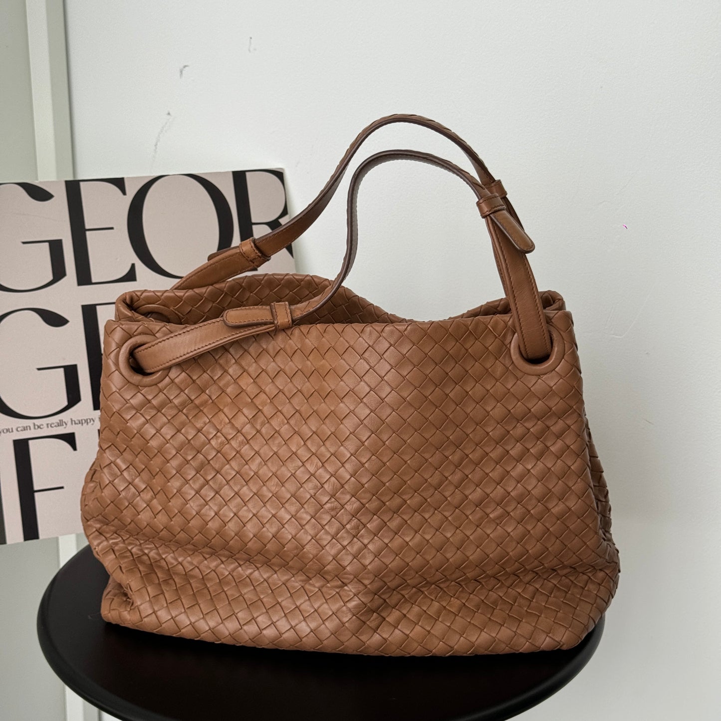 Bottega Veneta Intrecciato Shoulder Bag Brown