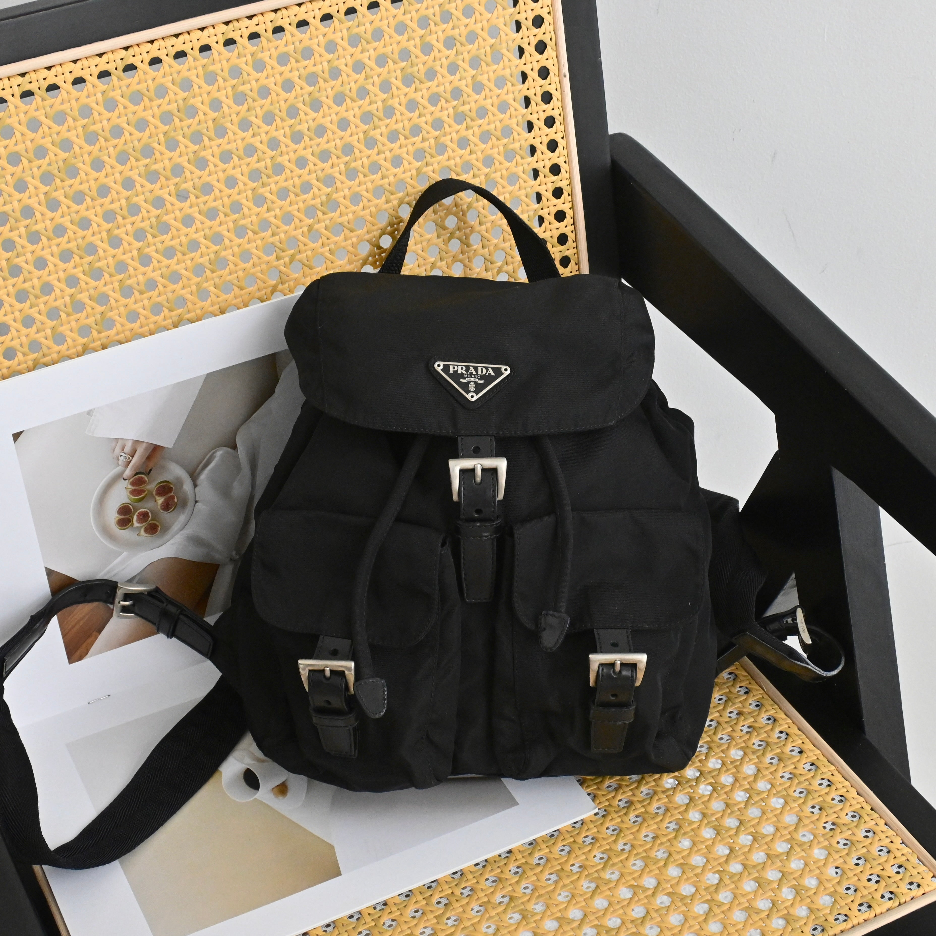 バッグ PRADA LEATHER TESSUTO NYLON BACKPACK Prada Zainetto Unisex Navy Tessuto Nylon Backpack Rucksack Leather