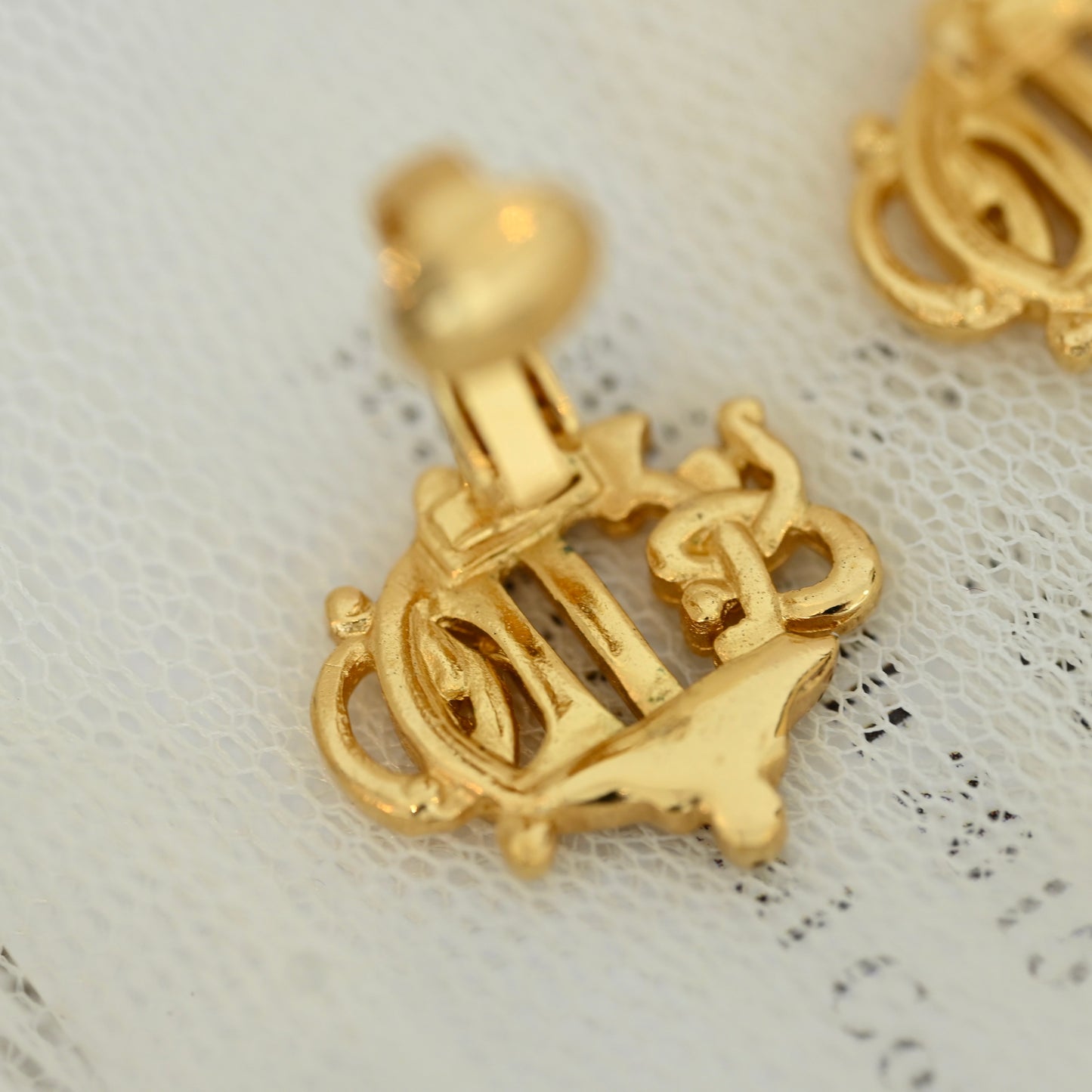 Christian Dior Vintage Pumpkin Anagram Earclips