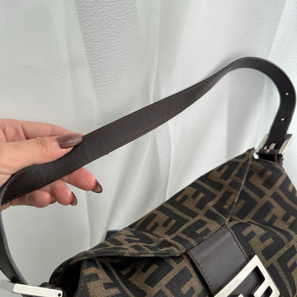 Fendi Zucca Canvas Baguette Shoulder Bag