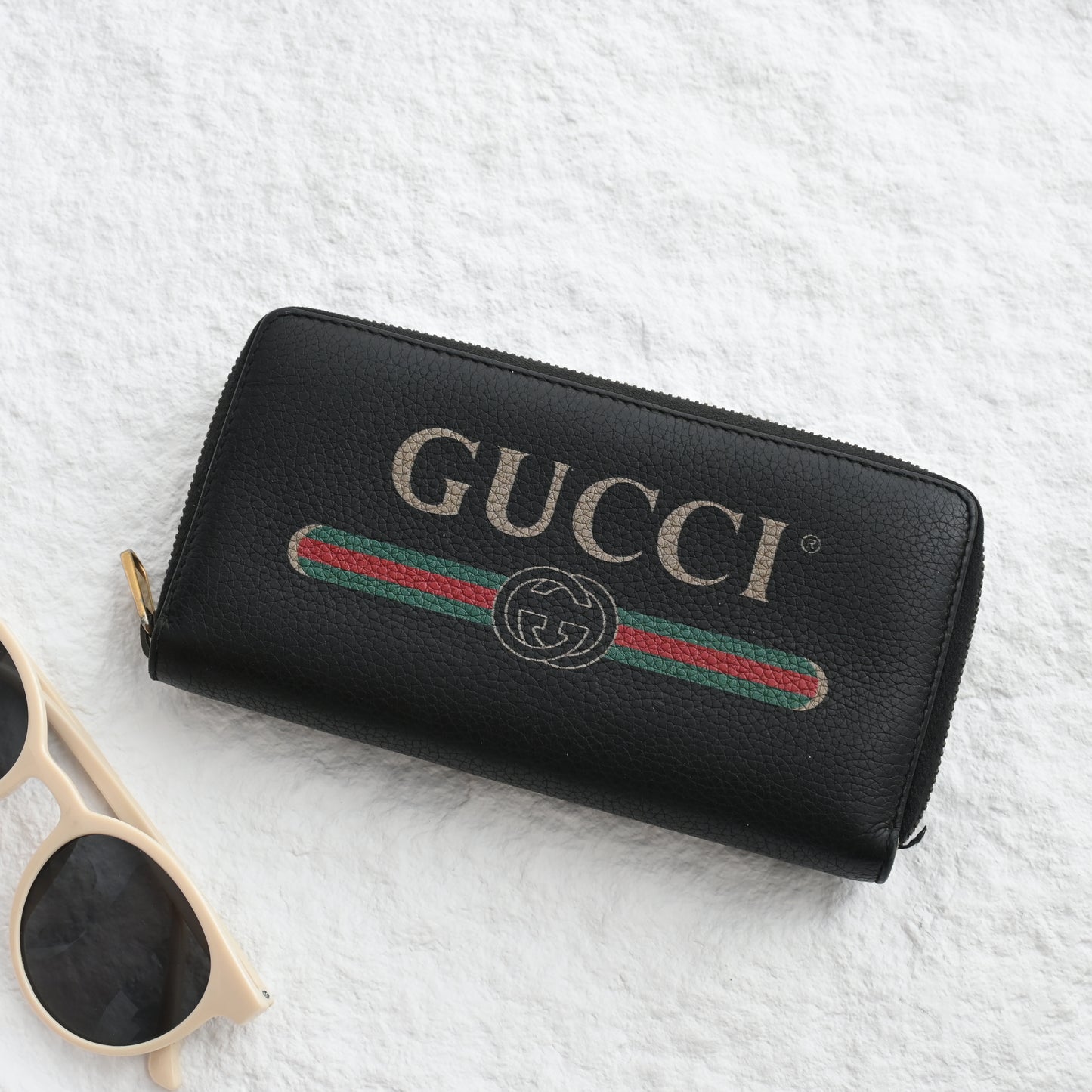 Gucci Print Zip Around Wallet