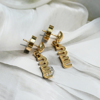 Miu Miu Logo Drop Stud Earrings