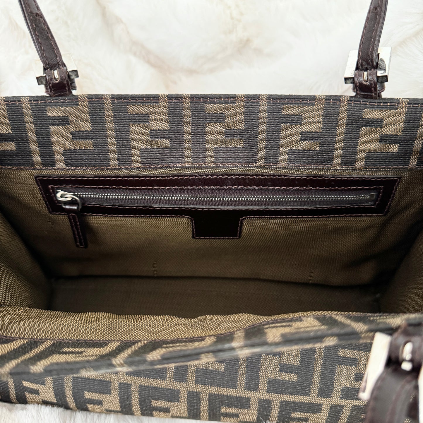 Fendi Zucca Monogram Double Strap Shoulder Bag