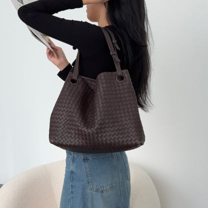 Bottega Veneta Intrecciato Shoulder Bag Dark Brown