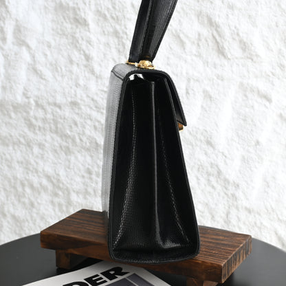 Salvatore Ferragamo Gancini Kelly Small in Embossed Lizard Leather