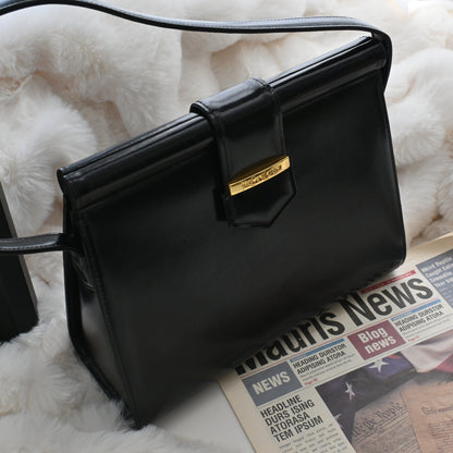 Vintage YSL Black Calf Leather Shoulder Bag