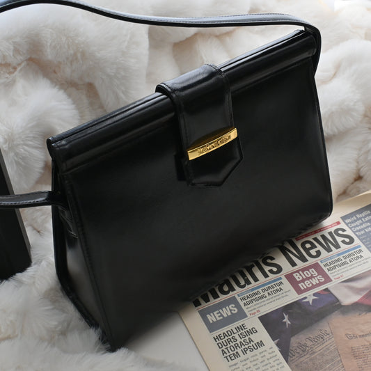 Vintage YSL Black Calf Leather Shoulder Bag