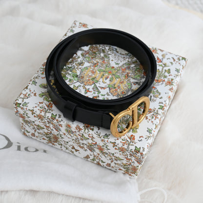 Dior CD logo Belt 70 Leather Black