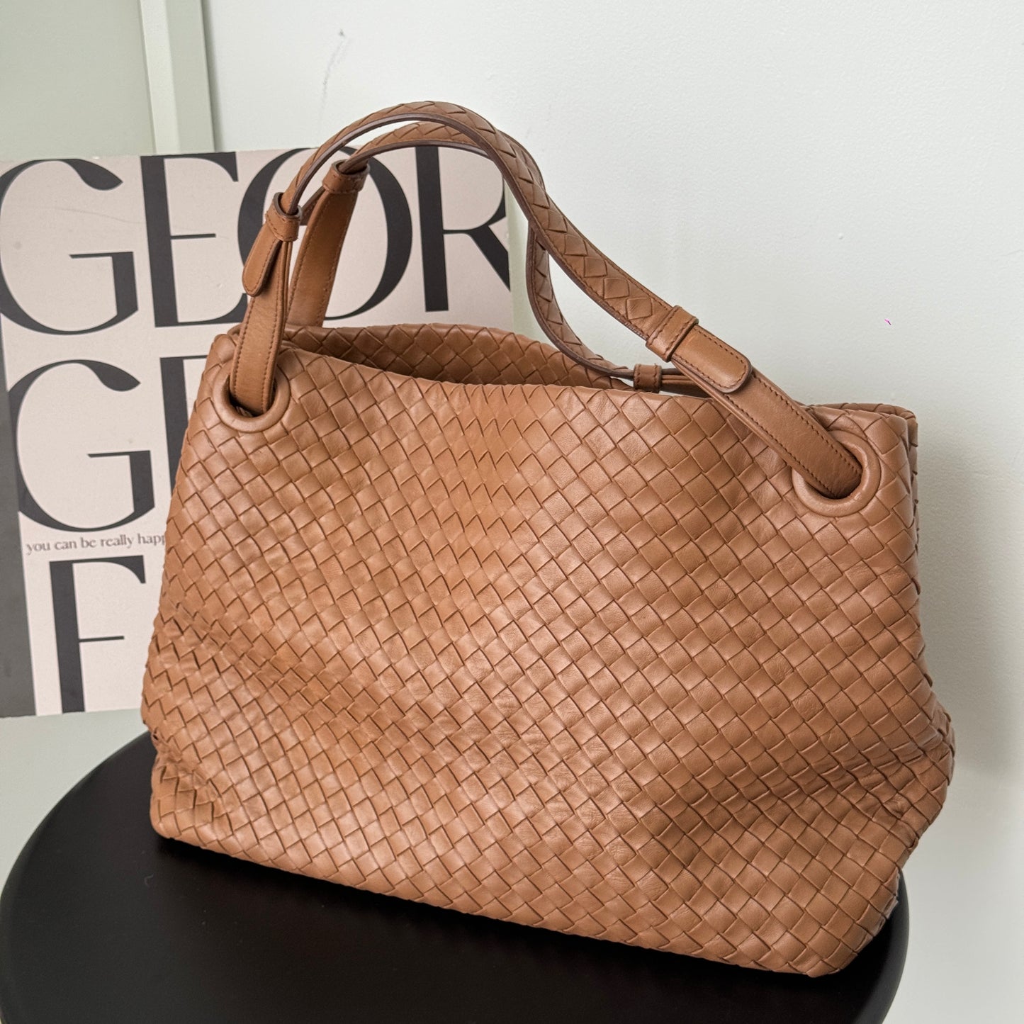 Bottega Veneta Intrecciato Shoulder Bag Brown