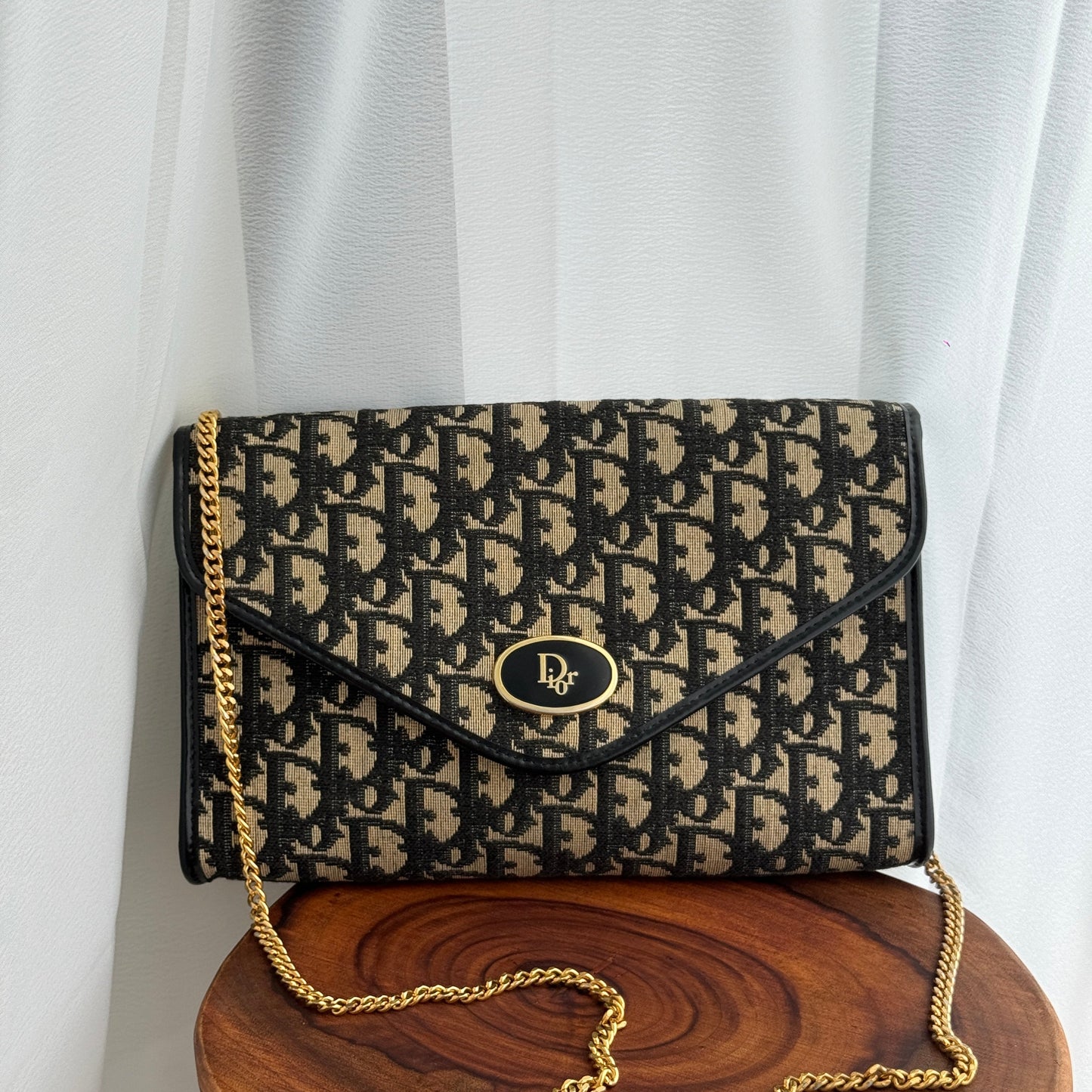 Dior Vintage Monogram Chain Shoulder Bag - Leluxe Vintage Sdn. Bhd.