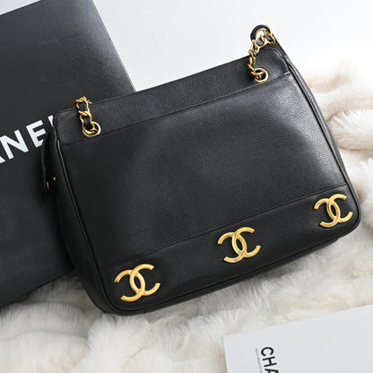 Chanel Triple CC Logo Chain Tote with Gold Ball
