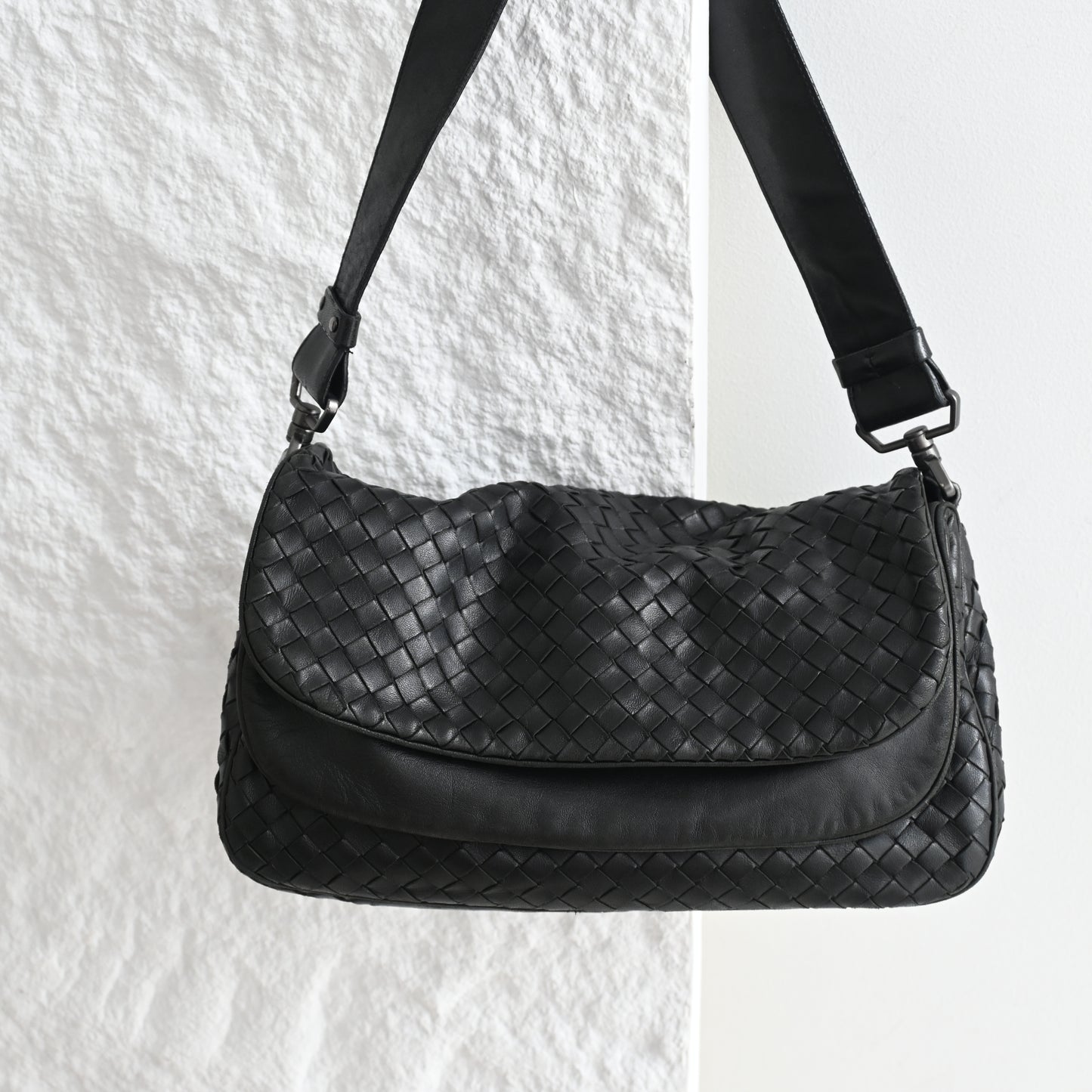 Bottega Veneta Intrecciato Double Flap Shoulder Bag