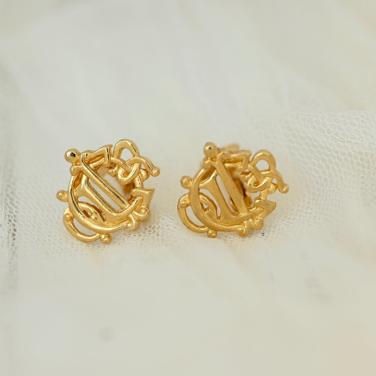Christian Dior Vintage Pumpkin Anagram Earclips