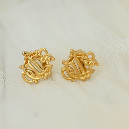 Christian Dior Vintage Pumpkin Anagram Earclips