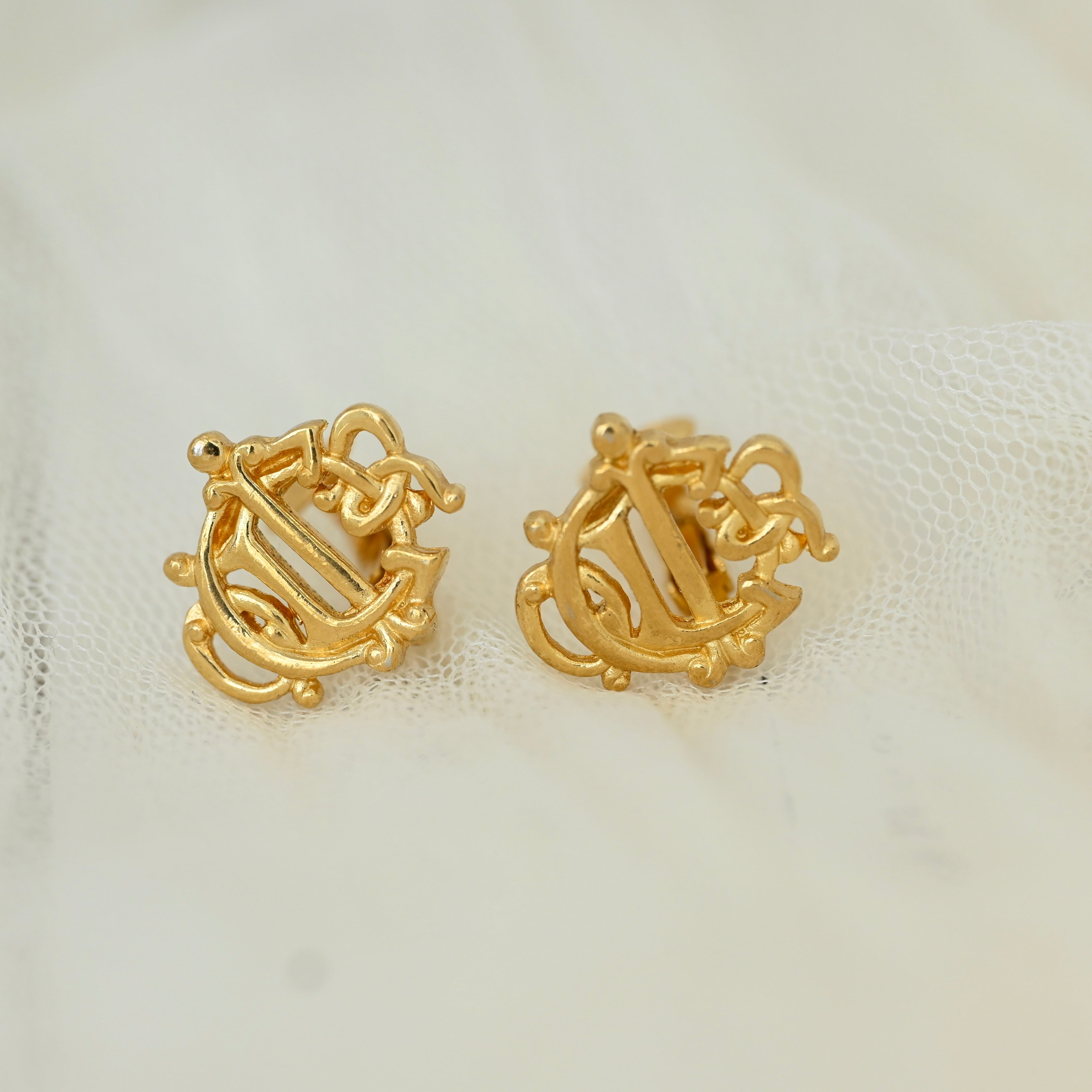 Christian Dior Vintage Pumpkin Anagram Earclips