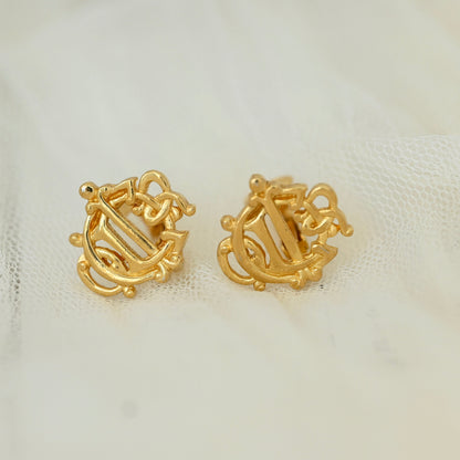 Christian Dior Vintage Pumpkin Anagram Earclips