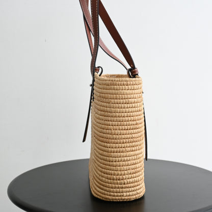 Loewe Anagram Small Square Basket Bag in Raffia