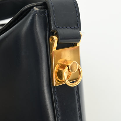 Celine Vintage Navy Gancini Bucket Bag