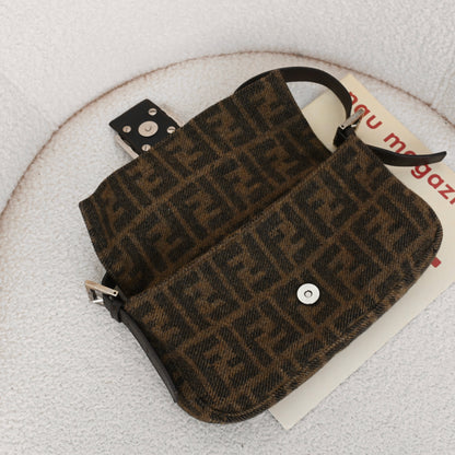 Fendi Zucca Baguette Wool Brown Monogram