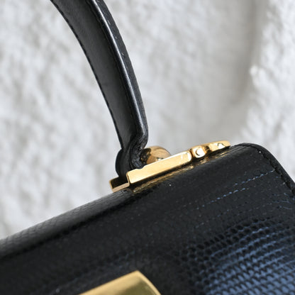 Salvatore Ferragamo Gancini Kelly Small in Embossed Lizard Leather