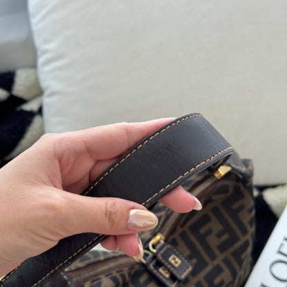 Fendi Zucca Monogram Double Zipper Hobo