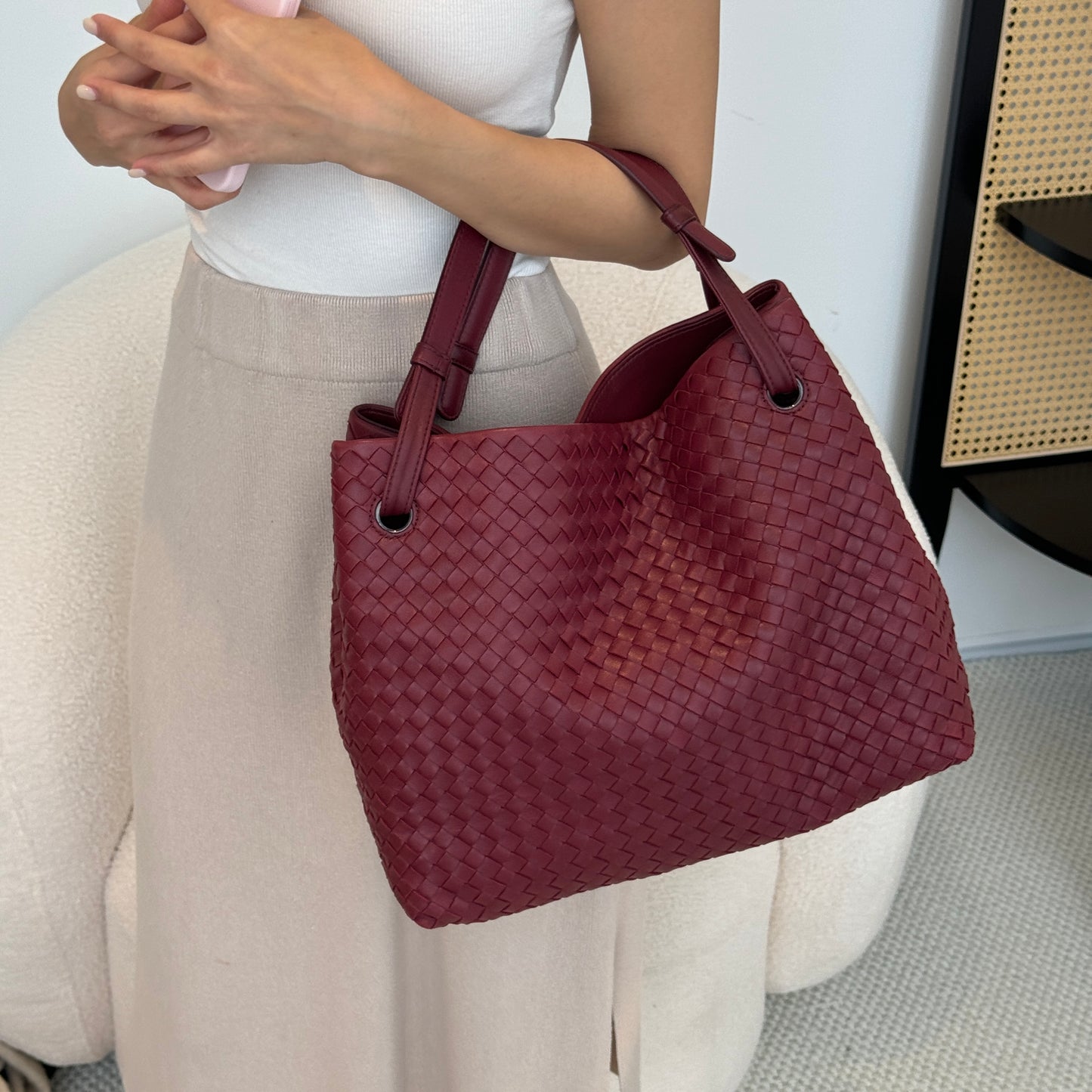 Bottega Veneta Intrecciato Garda Bag Burgundy