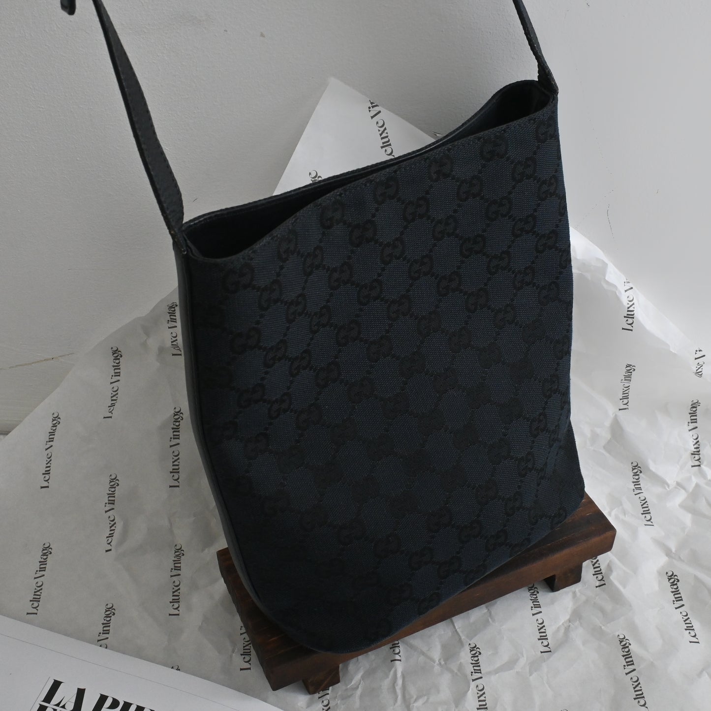 Gucci Navy Canvas Shoulder Bag